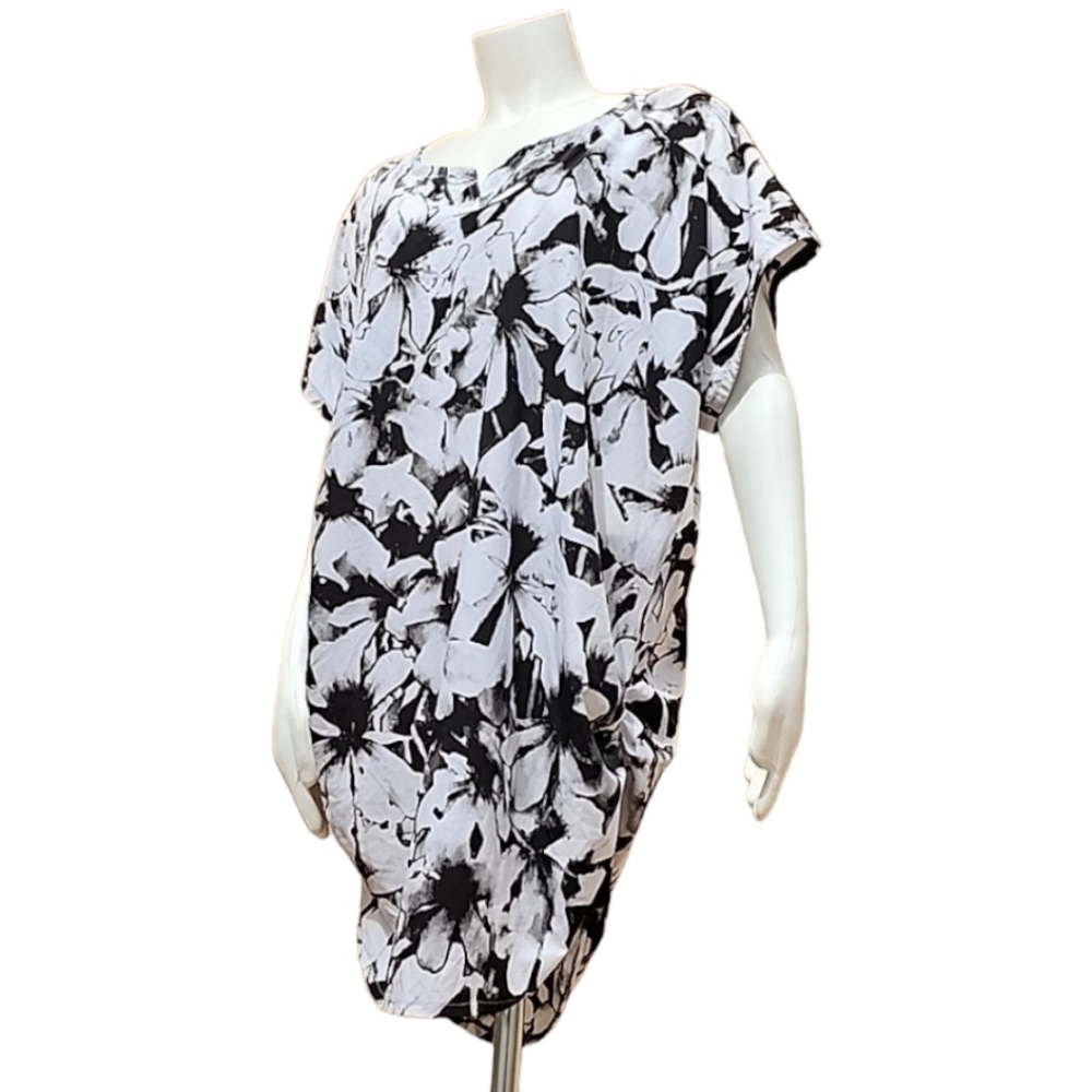 HANDMADE Tie Dye Tunic Top Plus 1X Swim Cover Up Dress Ruched Sides Floral - Picture 15 of 16